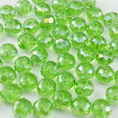 200pcs 6mm Crystal Glass Beads for Crafts Faceted Rondelle Glass Beads for Jewelry Making Crystal Spacer Beads for Necklaces Bracelets Earrings DIY Craft(Light Green AB) - color: Light Green AB, size: 6mm