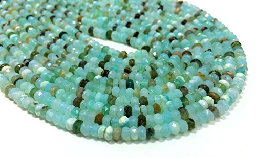 AAA QUALITY PERUVIAN OPAL FACETED RONDELLE LOOSE GEMSTONE BEADS 3mm-4mm SIZE WHOLESALE LOT PRICE OPAL STONE NECKLACE