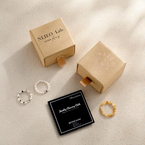 NLIEO Natural Gemstone Stretch Beaded Rings for Women Stackable Dainty Elastic Crystal Rings Jewelry - style: Aquamarine