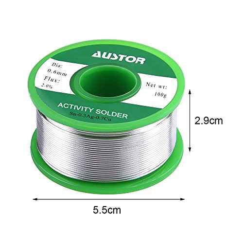 AUSTOR 0.6mm Lead Free Solder Wire with Rosin Core - size: 0.6mm 100g