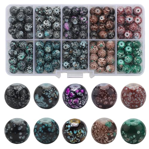 200pcs 8mm Crystal Beads for Jewelry Making Adults, 10 Colors Bracelet Beads Gypsy Polka Dot Round Glass Beads for DIY Bracelets Earrings Necklaces Crafts - color: Style 3