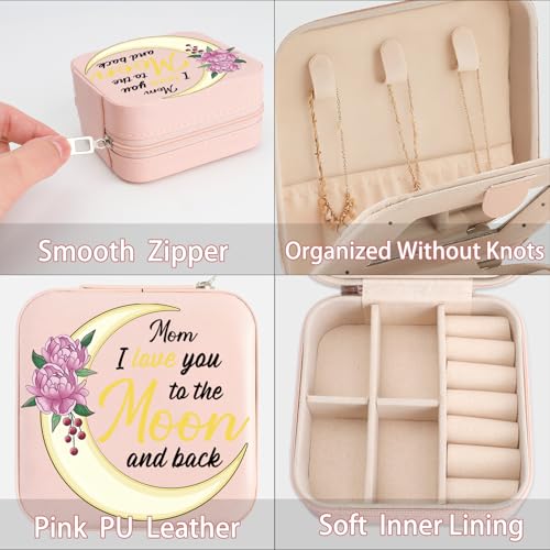 Mom Gifts Mom I Love You To The Moon And Back Jewelry Box Valentines Christmas Mothers Day Gifts for Moms from Daughter Son Kids Easter Birthday Gift for Moms Travel Jewelry Case for Mother - color: mom2 moon