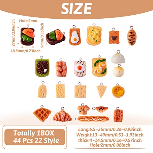 Craftdady Resin Plastic Miniature Food Snack Pendants Charms Ice Drink Juice Pendants Cute Bottle Fruit Keychain Charms Hang Ornament for DIY Craft Earring Bracelet Necklace Jewelry Making - color: Mixed Color Pastry Bread