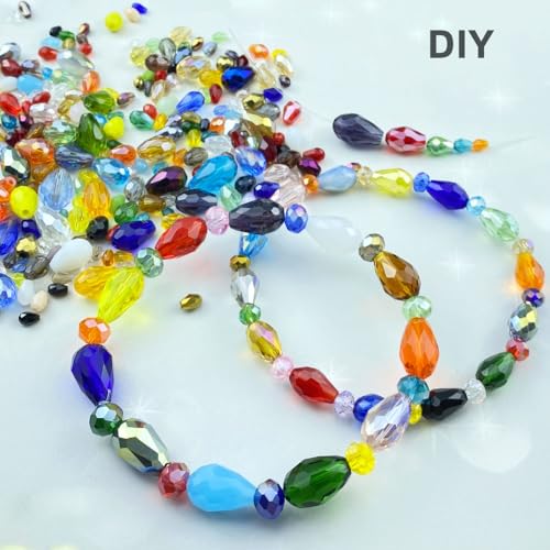 110pcs 6x8mm Teardrop Crystal Glass Beads Vertical Hole Faceted Loose Spacer Beads for DIY Craft Jewelry Making Necklace Bracelet Earring Wind Chimes(Green Series) - color: Green Series, size: 6x8mm
