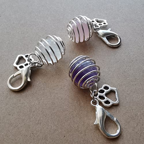 crystal pet collar charms,cat collar charms, dog collar charms - color: Amethyst + Clear Quartz + rose quartz