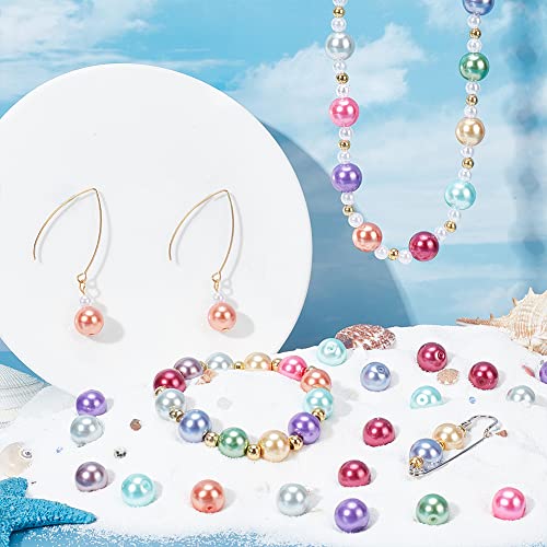 PH PandaHall 100pcs 12mm Pearlized Glass Beads, Craft Pearl Beads Mixed Color Dyed Round Satin Luster Faux Pearl Bead Imitation Pearls Bead for Jewelry Necklace Craft Making Vase Fillers - size: 12mm