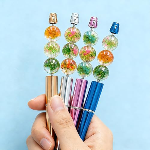 20Pcs 16mm Flowers Plants Focal Round Beads for Pens Garden Fancy Space Beads for DIY Craft Beadable Pens Keychain Bracelet Necklace Earrings Jewelry Making - color: Flowers Plants
