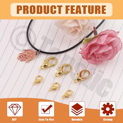 Tanstic 170Pcs Gold Lobster Claw Clasps with Open Jump Rings Kit, 10mm, 12mm, 14mm, 16mm, 18mm Alloy Small Jewelry Clasps Lobster Clasps and 6mm Jump Rings for DIY Jewelry Making - color: Gold Jewelry Clasps