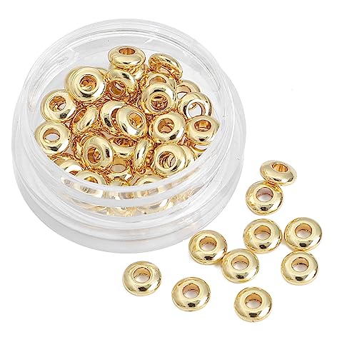 BEADIA 14K Gold Plated Roudelle Spacer Beads 5x1.8mm 50pcs for Jewelry Making Findings Non Tarnish - color: 14K Gold, size: 5x1.8mm Roudelle