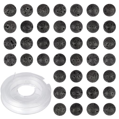 4mm 200pcs Natural Stone Round Beads Black Lava Genuine Stone Beading Loose Gemstone DIY Charm Smooth Beads for Bracelets Necklaces Earrings Hole Size 1mm (Black Lava 4mm) - color: Black Lava, size: 4mm