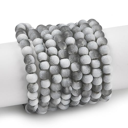 KISSITTY 50pcs Matte Beads Gradient Color Glass Frosted Crystal 4mm Rondelle Gray Bead Center Drilled Loose Craft Beads for Jewelry Making Earring Bracelet Necklace DIY Crafts - color: Gray