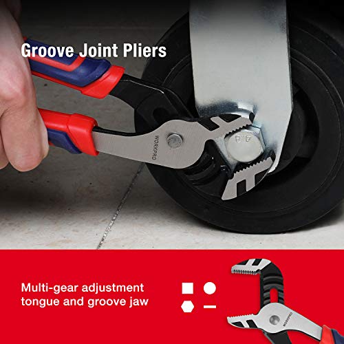 WORKPRO Pliers Set, Premium Cr-V Construction, Includes 6 Inch Slip Joint, Long Nose, Diagonal Cutting, 8 Inch Groove Joint, 7 Inch Linesman and Storage Pouch, for Basic Repair - size: 5-piece