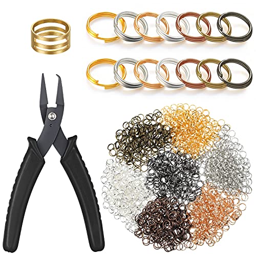 Hotop 1402 Pieces Split Jump Rings Set, Double Closed Jump Ring Multi Color Jewelry with Craft Loop Opener and Split Ring Plier for DIY Necklace Bracelet Craft Making(Multi Colors)