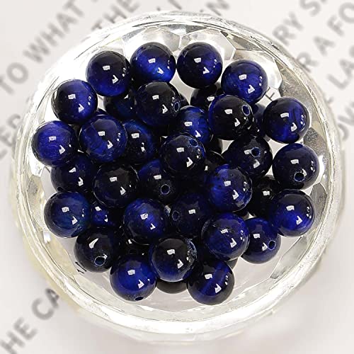 NCB 100pcs Original Natural Stone Beads Gemstone Round Loose Beads 6mm 8mm 10mm (Sapphire Tiger's Eye, 6mm 100Beads) - color: Sapphire Tiger's Eye, size: 6mm 100beads