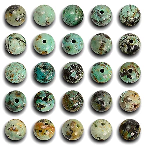 NCB 200pcs 4mm African Turquoise Loose Beads for Jewelry Making, Natural Semi Precious Beads Round Smooth Gemstones Spacer Beads Charms for Necklaces Bracelets (African Turquoise, 4mm 200Beads) - color: African Turquoise, size: 4mm 200Beads
