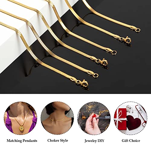UMAOKANG Gold Plated Jewelry Chain, Dainty 3mm Herringbone Chain for Jewelry Making Men and Women Necklace Choker Chains Bulk (10pcs, 18 inch) - color: Gold Herringbone, size: 18 Inch