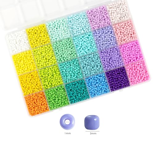 Macaron Color 3mm Seed Beads, 5200Pcs Glass Seed Beads Kit with Storage Box for DIY Necklace Bracelet Crafts - color: Macaron