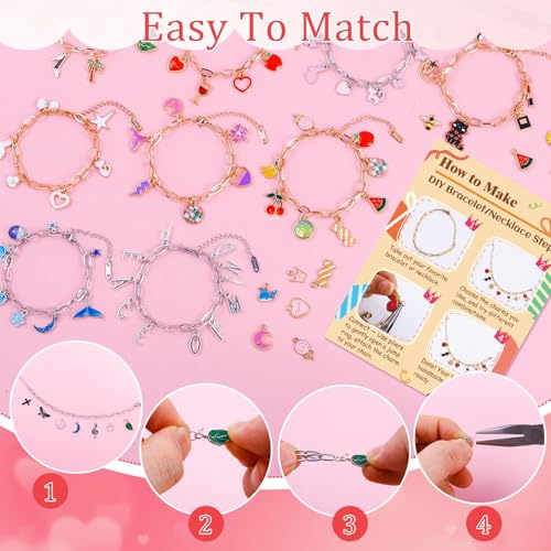 Wurosi 769 Pieces Paperclip Charm Bracelet Kit, Including Paperclip Chain Bracelets, Charms, Jump Rings, Gift Bags, Pliers for DIY Bracelet Making Gift Christmas - color: 769 Pcs Gold & Silver Bracelet