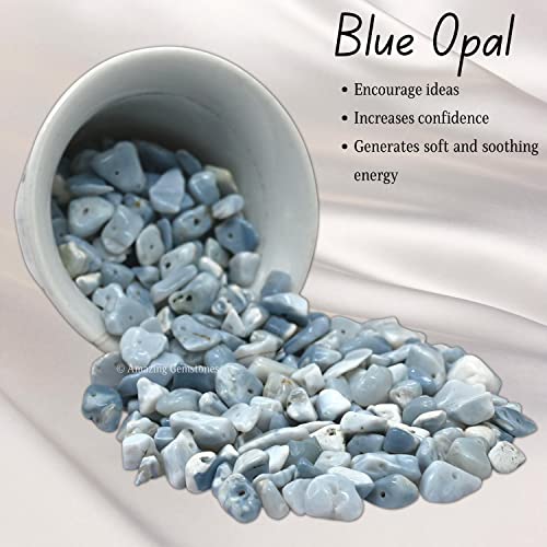 Blue Opal Pre Drilled Natural Crystals Crushed Chips Beads for Jewelry Making, DIY Handmade Healing Crystals (25 Inch Strand) - color: Blue Opal