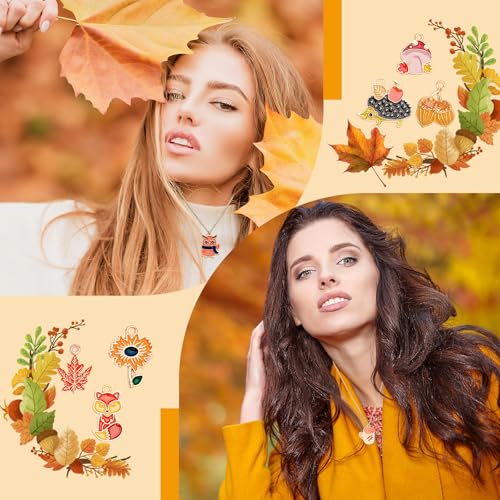 SANNIX 110Pcs/55 Pairs Holiday Charms, Thanksgiving Fall Halloween Christmas Charm for Jewelry Making, Assorted Gold Enamel Charm Pendants for Bracelet Necklaces Earrings Craft Supplies - style: Holiday Charms