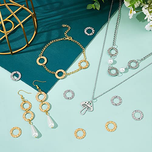 PH PandaHall 60pcs Linking Rings, 15mm Jewelry Connector Rings 304 Stainless Steel Circle Pendant Charm Links for Necklaces Bracelets Jewelry DIY Crafts Making, Golden/Stainless Steel