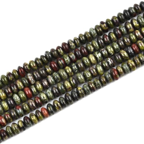 155pcs 4x2mm Natural Dragon Blood Jasper Disk Rondelle Spacer Stone Semi Precious Gemstone Loose Beads for Jewelry Making 15 Inch - color: Dragon Blood Jasper