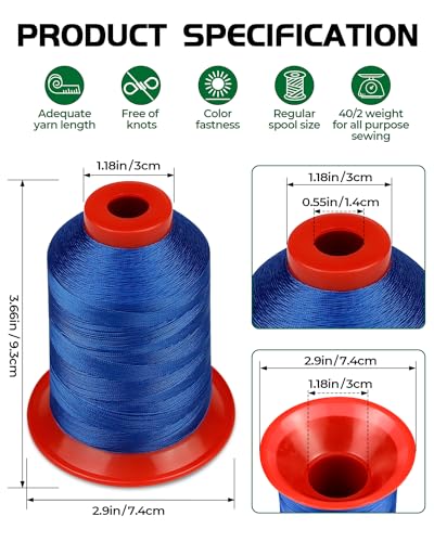 FIVEIZERO Extra Strong Upholstery Thread,Blue 1000 Meters Bonded Nylon Thread for Denim Leather,Craft,Machine,DIY and Home (1 Pack) CJ - color: Blue