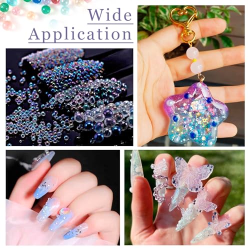 0.4lbs 1-3mm Tiny Glass Beads Iridescent No Hole Crystal Mini Nail Beads Water Droplet Small Glass Balls Bulk for Nail Art Crafts DIY Vases Resin Filler Jewelry Making Supplies - color: Clear AB
