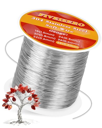 FIVEIZERO 28 Gauge 304 Stainless Steel Wire for Jewelry Making,109yd Stainless Steel Jewelry Wires Thin Metal Craft Wire for Necklace,Bracelet,Earring,Bead Stringing,DIY,Floral and Home Crafts - size: 28 Gauge