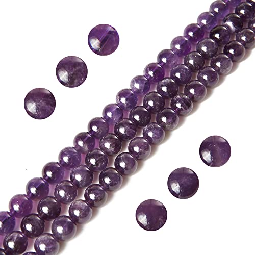 60pcs 6mm Amethyst Beads Natural Gemstone Beads Round Loose Beads for Jewelry Making - color: Amethyst, size: 6mm