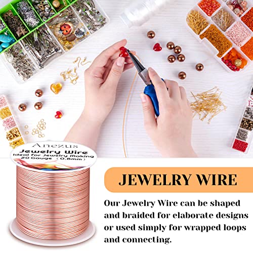 anezus 20 Gauge Jewelry Wire, 28 Yards Craft Wire Tarnish Resistant Copper Beading Wire for Jewelry Making Supplies and Crafting(Rose Gold) - color: Rose Gold