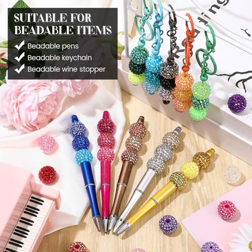 40 Pcs 20 mm Rhinestone Beads Bulk Crystal Round Disco Ball Chunky Bubblegum Beads for Pens Bracelets Charms Craft European Style Jewelry Making Supplies Christmas(40 Colors) - color: 40 Colors