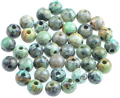 AD Beads Natural Gemstone 8mm Round Loose Beads Big Hole 2.5mm Sized 40pcs (African Turquoise) - color: African Turquoise