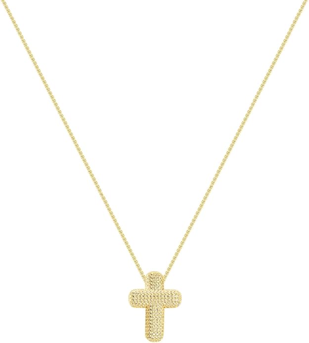 OGD Bubble Cross Necklace for Women 14k Gold Plated Cross Necklace Stackable Dainty Gold Necklace Mariner Chain Necklace CZ Cross Pendant Necklaces Set Simple Jewelry Gift