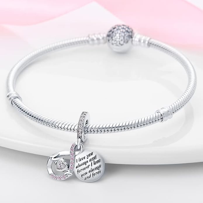 LIGHTDOG 925 Sterling Silver Charm fits Pandora Charm Bracelet Necklaces Pendant Bead Charms Jewelry Gift for Women Family Friends