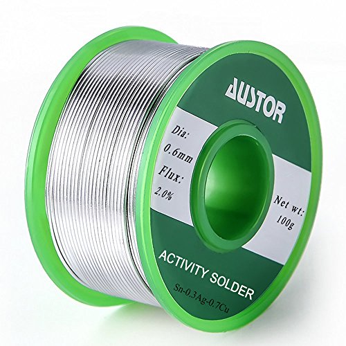 AUSTOR 0.6mm Lead Free Solder Wire with Rosin Core - size: 0.6mm 100g
