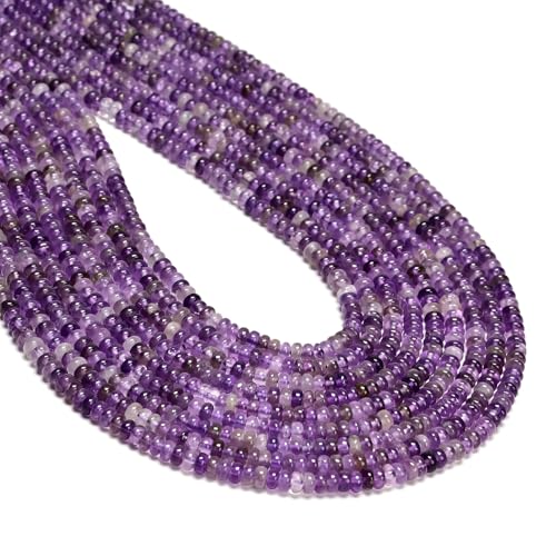 ICAI 2x4mm Natural Amethyst Rondelle Beads – Loose Gemstone Spacers for DIY Jewelry Making - color: Amethyst, size: 2x4