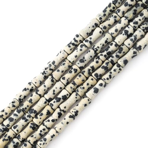 5x12mm Natural Dalmation Stone Bamboo Shape Gem Healing Energy Loose Spacer Beads for DIY Necklace Bracelet Earring - color: Dalmation