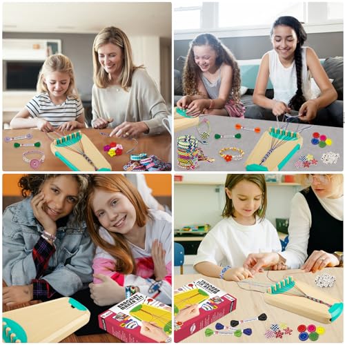 Friendship Bracelet Making Kit for Girls Ages 8-12, Kids Jewelry Making Kit with 28 Pre-Cut Threads and Letter Beads, Arts and Crafts for Kids, Birthday Easter Gifts for 6 7 8 9 10 11 12 Year Old - color: Cyan
