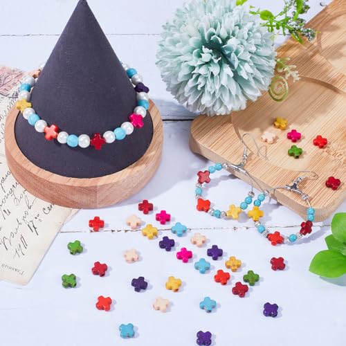 SUNNYCLUE 1 Box 250Pcs Cross Beads Mini Small Colorful Cross Charms Bulk Easter Synthetic Turquoise Stone Cross Bead Tiny Pocket Crosses Crucifix Loose Spacer Beads for Jewelry Making Kits Adult - color: 250pcs 8x8mm Colorful Cross Beads