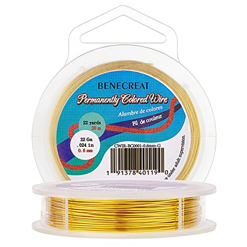 BENECREAT 22 Gauge Craft Jewelry Wire Gold Wire Copper Wire Tarnish Resistant for Beading Jewelry Making, 66 Feet/22 Yard - color: Dark Gold, size: 22-Gauge(66-Feet/22-Yard)
