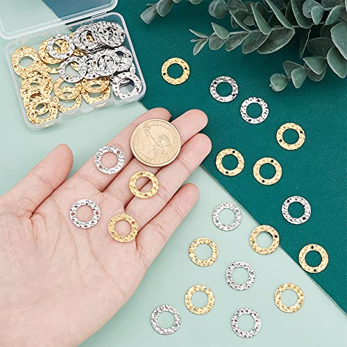 PH PandaHall 60pcs Linking Rings, 15mm Jewelry Connector Rings 304 Stainless Steel Circle Pendant Charm Links for Necklaces Bracelets Jewelry DIY Crafts Making, Golden/Stainless Steel