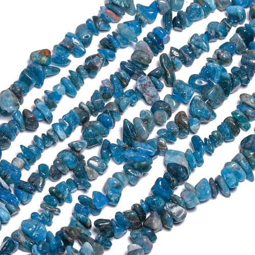 30in Apatite Natural Chip Stone Beads 5-8mm About 230pcs, Irregular Drilled Blue Bead for Bracelets Jewelry Making Supplies for Adults, DIY Crafts. - color: Apatite, size: 5-8mm Stone Chip Beads
