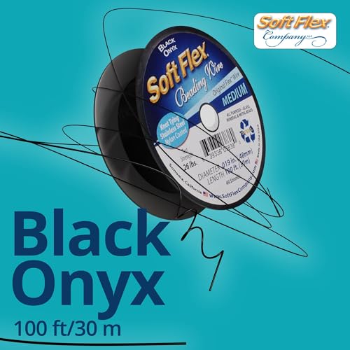 Soft Flex 49 Strand Beading Wire - Medium 0.19 Diameter - 100 Feet Nylon Design Wire - style: Black