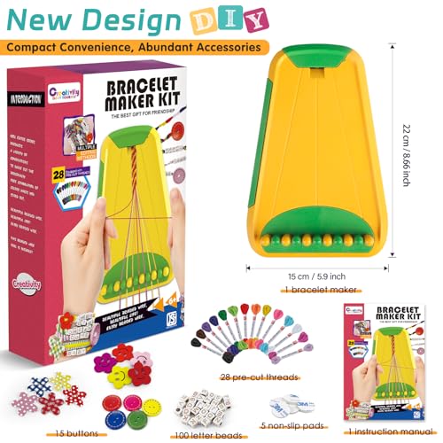 Friendship Bracelet Making Kit for Girls Ages 8-12, Kids Jewelry Making Kit with 28 Pre-Cut Threads and Letter Beads, Arts and Crafts for Kids, Birthday Easter Gifts for 6 7 8 9 10 11 12 Year Old - color: Green