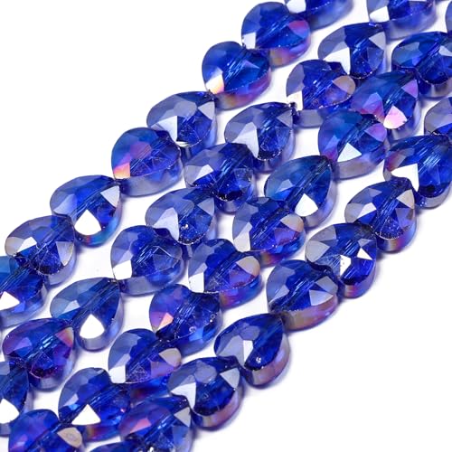 70pcs 8mm AB Dark Purple Faceted Heart Beads for Jewelry Making Crystal Glass Beads for Bracelets Necklace Crafts, Friendship Bracelet Kit, Love Gifts - color: AB Dark Purple