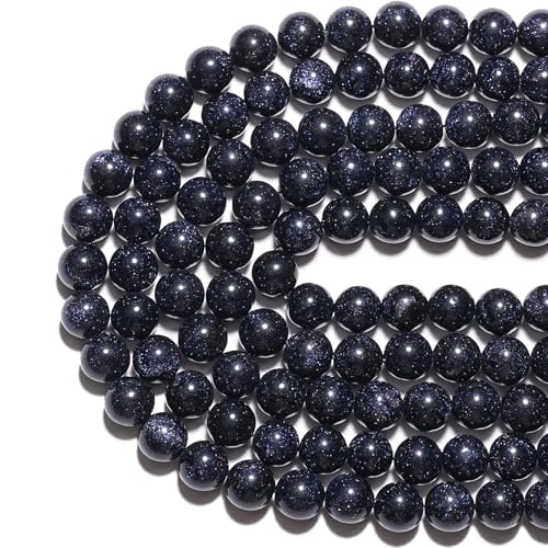 8mm Natural Blue Sandstone Gemstone Polished Round Smooth Stone Beads for Bracelets Jewelry Making - color: Blue Sandstone, size: 8mm