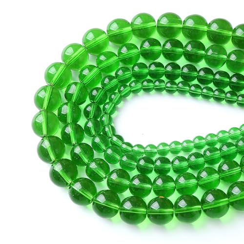 90pcs 4mm Smooth Green Crystal Glass Quartz Beads Round Loose Beads for Jewelry Making DIY Bracelet Necklace 15" Energy Healing Power Stone Beads(4mm, Green Crystal Glass) - color: Green Crystal Glass, size: 4mm