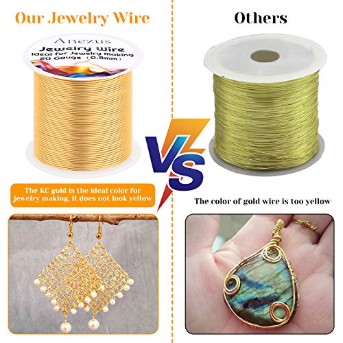 anezus 20 Gauge Jewelry Wire, 28 Yards Craft Wire Tarnish Resistant Copper Beading Wire for Jewelry Making Supplies and Crafting(KC Gold) - color: KC Gold