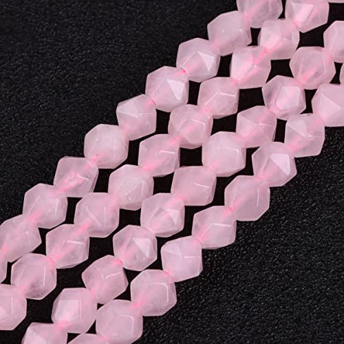 GEM-Inside Natural 6mm Pink Rose Quartz Gemstone Loose Beads Faceted Cambay Crystal Energy Stone Power for Jewelry Making 15" - color: Pink Rose Quartz, size: 6mm